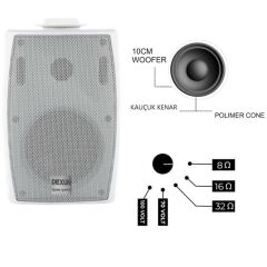 Dexun D-4 Beyaz 10 Cm 150 Watt 100v 4'' Trafolu Komutatörlü Sütun Hoparlör
