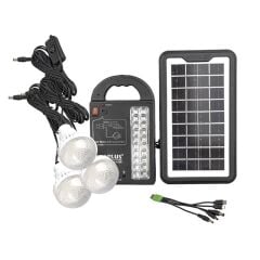 PowerMaster GD-999 Güneş Enerjili Solar Aydınlatma Sistemi 3 Ampullü Powerbank Özellikli Taşınabilir Kamp Seti