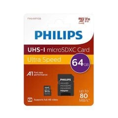 Philips FM64MP45B/00 64GB Class10 UHS-I U1 TF Adaptörlü Micro SDXC Hafıza Kartı