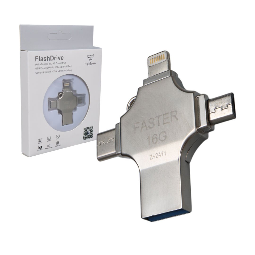 Faster FS-26598 4 IN 1 16Gb Flash Bellek (USB - TYPE-C - Micro USB ...