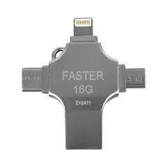 Faster FS-26598 4 IN 1 16Gb Flash Bellek (USB - TYPE-C - Micro USB - Lightning)