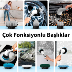 Sunup SN-26239 9'u 1 Arada Çok Amaçlı Kablosuz Şarjlı Temizlik Fırçası IP67 Yıkanabilir Başlık