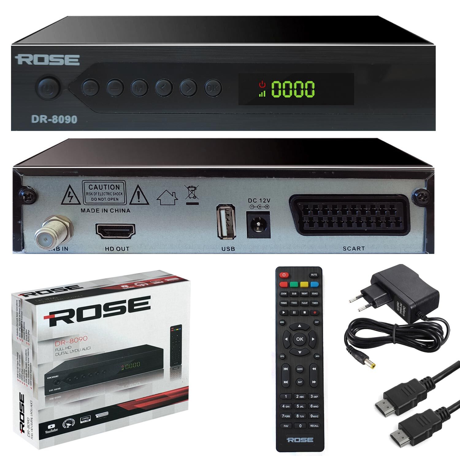 Full Hd Uydu Alıcı Kasalı Scartlı Youtube Free IP Rose DR-8090