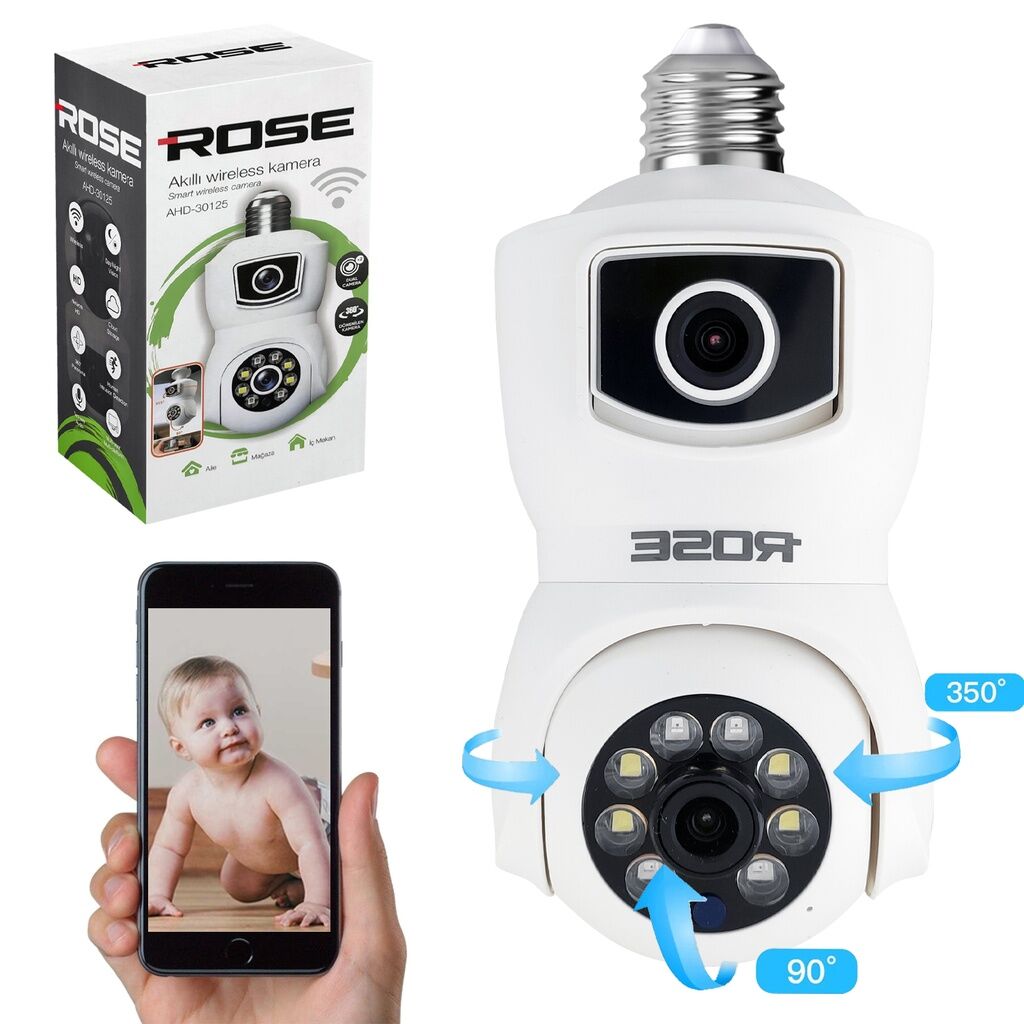Rose AHD-30125 Wifi Akıllı Kamera İç Mekan 360 Derece Sesli