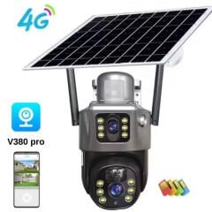 Rose AHD-30205 R24 Solar Akıllı Çiftli Kamera 4G Sim Kartlı 360 Derece Sesli Dış Mekan 1080p
