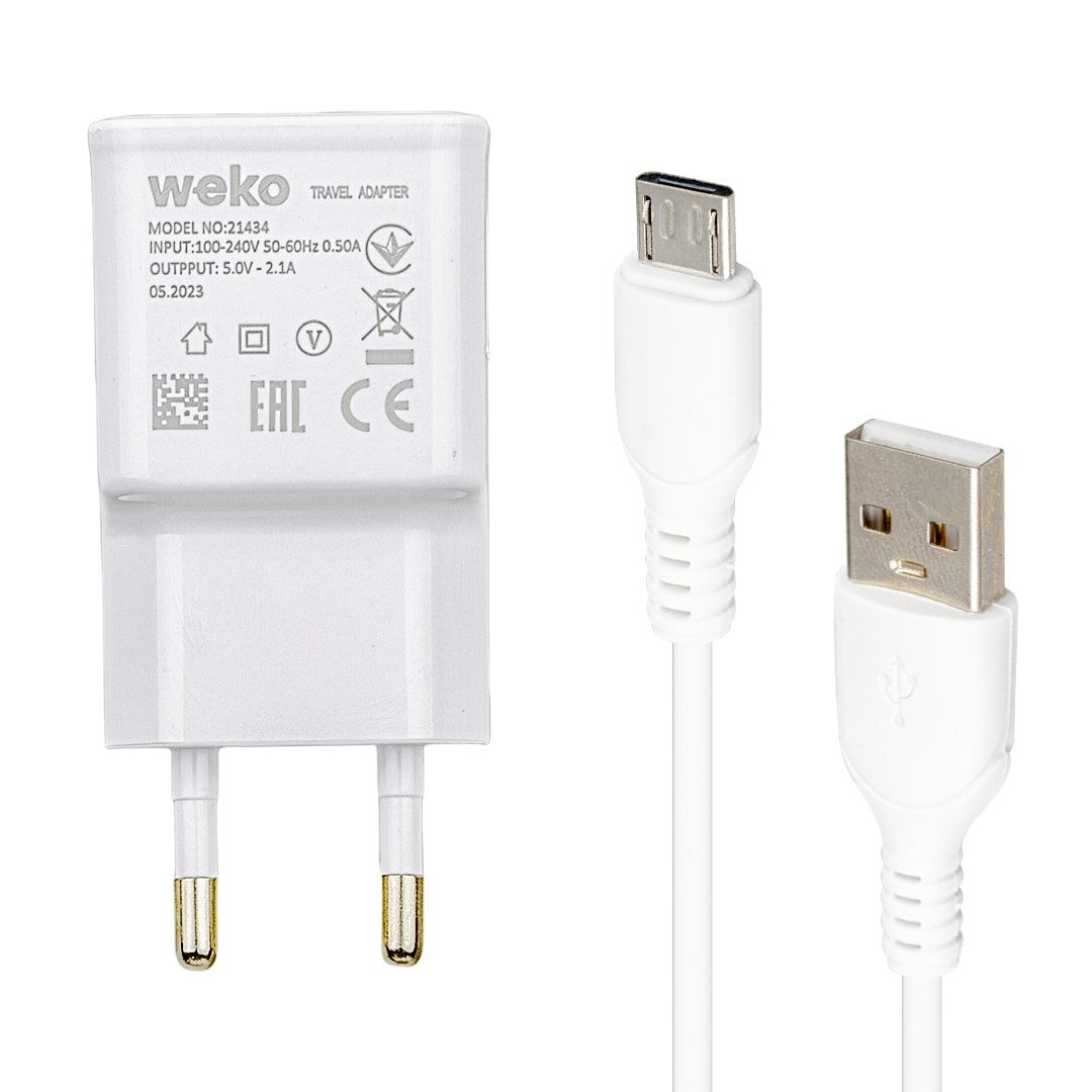 WEKO WK-21434 S6 2.1 AMPER ŞARJ BAŞLIK ADAPTÖRÜ + MICRO USB KABLO(NO:3)