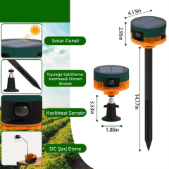 PowerMaster PM-26946 13 Farklı Sesli Hayvan Kovucu Alarm Cihazı Mikrofonlu Solar Panelli