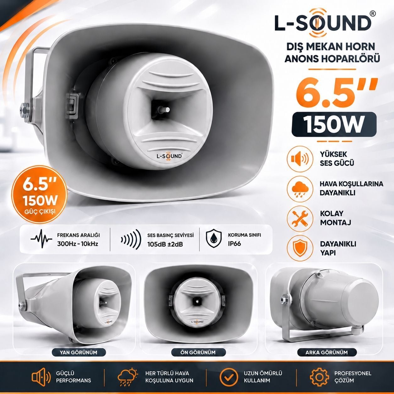 L-SOUND AQUA HOPARLÖR LS16150 6.5''150W IP66