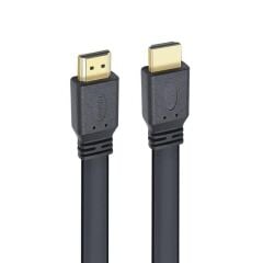 PowerMaster HK-25508 Düz Siyah 1.5 Metre Flat Yassı Gold Uçlu 19 Pin HDMI Kablo