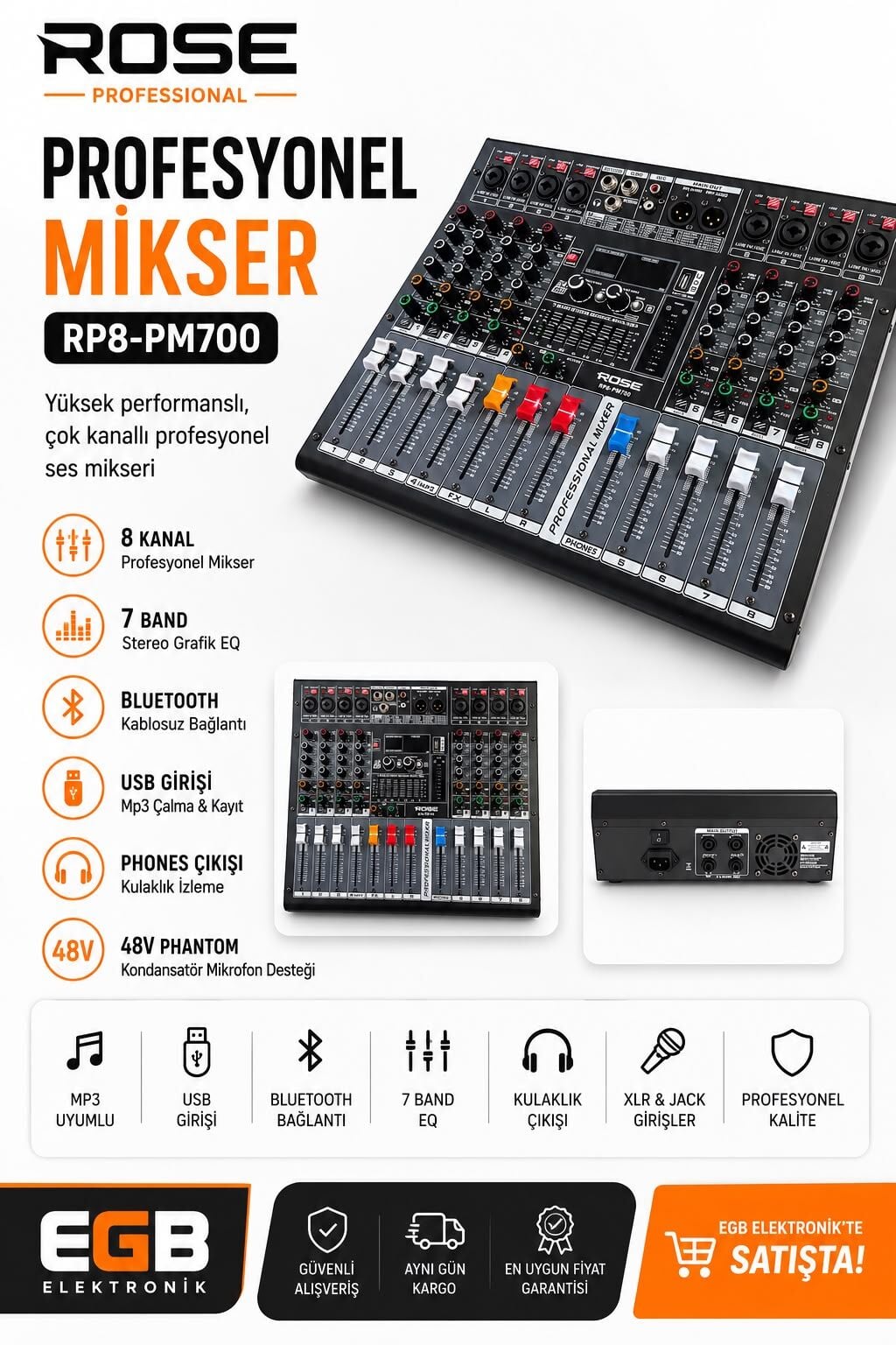 ROSE RP8-PM700 8 KANAL POWER MIXER