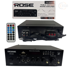 Rose FR-9301 80W 2 KANAL MONO ANFİ 2 Mikrofon Giriş