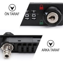 POWERMASTER PM-26731 4 HANELİ ŞİFRELİ VE ANAHTARLI MEKANİK SİYAH ÇEKMECE DOLAP KİLİDİ (SOL)