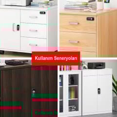 POWERMASTER PM-26731 4 HANELİ ŞİFRELİ VE ANAHTARLI MEKANİK SİYAH ÇEKMECE DOLAP KİLİDİ (SOL)