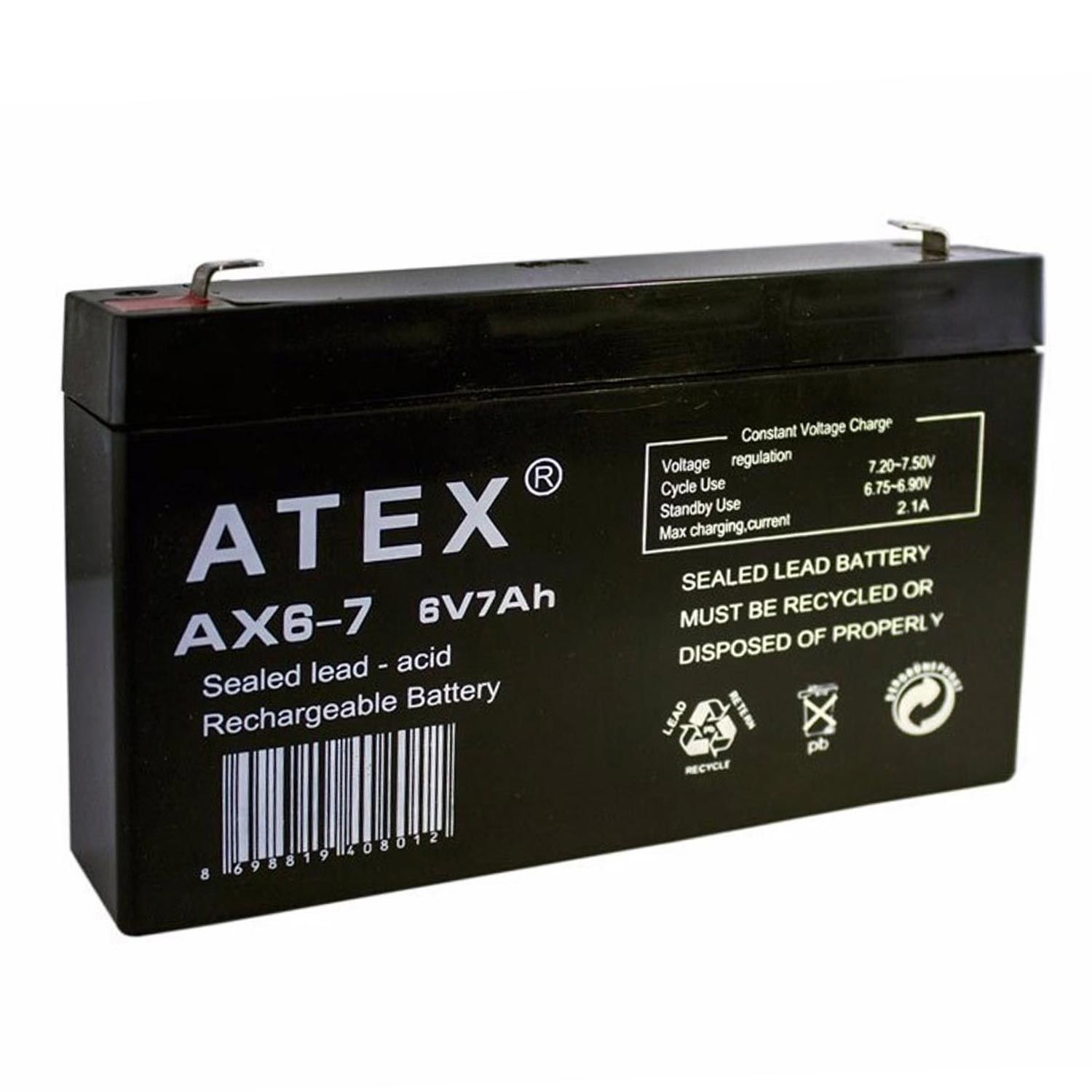 ATEX Kuru Akü 6V 7Ah (15X9.2X3.3cm)