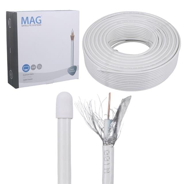 Mag RG6/U4 Bakır İthal 100 Metre Anten Kablosu