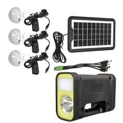 Powermaster GD-12 Akülü Solar Panelli 3 Ampullü Solar Işıldak Fener