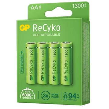 1300 NI-MH R6 ŞARJLI AA 4LÜ KALEM PİL GP RECYKO