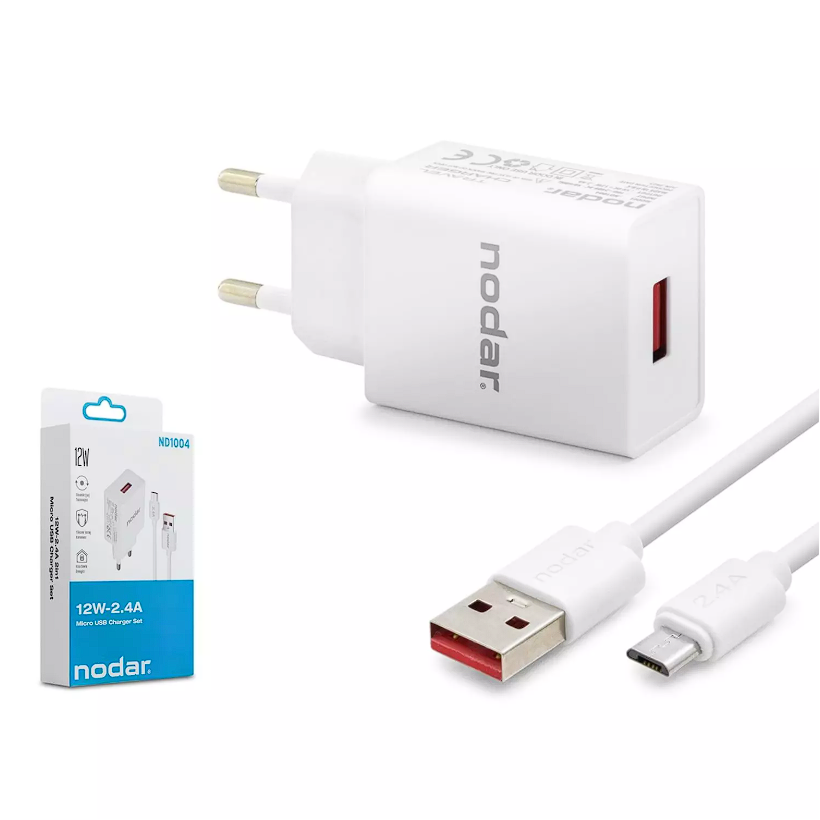 Nodar Nd-1004 Usb To Micro Usb Şarj Seti 2.4A 12W Beyaz (AVD-358)