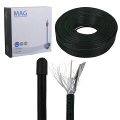 Mag Rg6/U6 Bakır Cu/Cu 80 Tel Siyah Anten Kablosu (100 Metre)