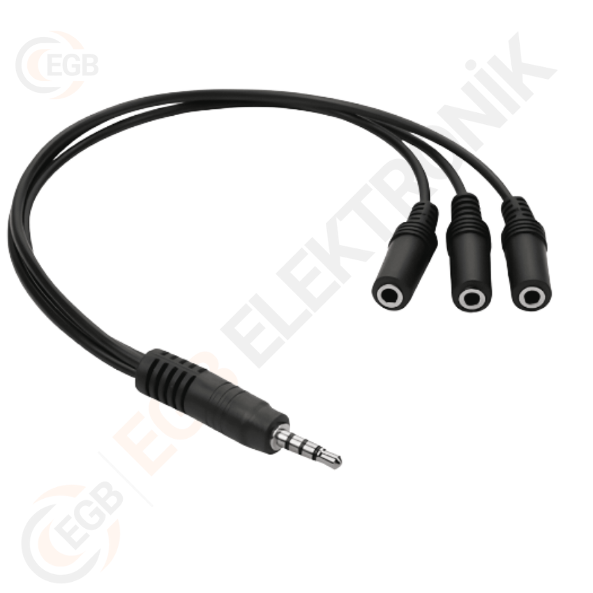3,5mm Stereo Erkek- 3lü Stereo dişi- 30 cm (AVD-54)