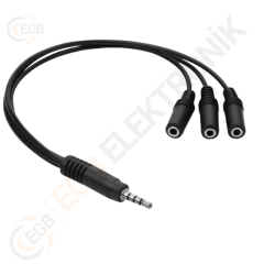 3,5mm Stereo Erkek- 3lü Stereo dişi- 30 cm (AVD-54)