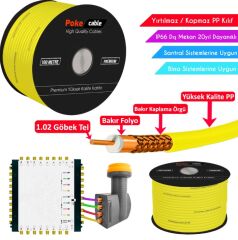 Dış Mekan PP Anten Kablosu Gold RG6/U4 64Tel 1.02 Sarı 100mt
