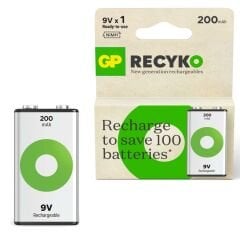 GP RECYKO 20R8HR21 Şarjlı Pil 9V 200 Mah Ni-Mh