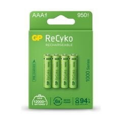 GP RECYKO Şarjlı Pil AAA İnce Kalem 950 Mah 1000 Series Ni-Mh 4Lü Paket