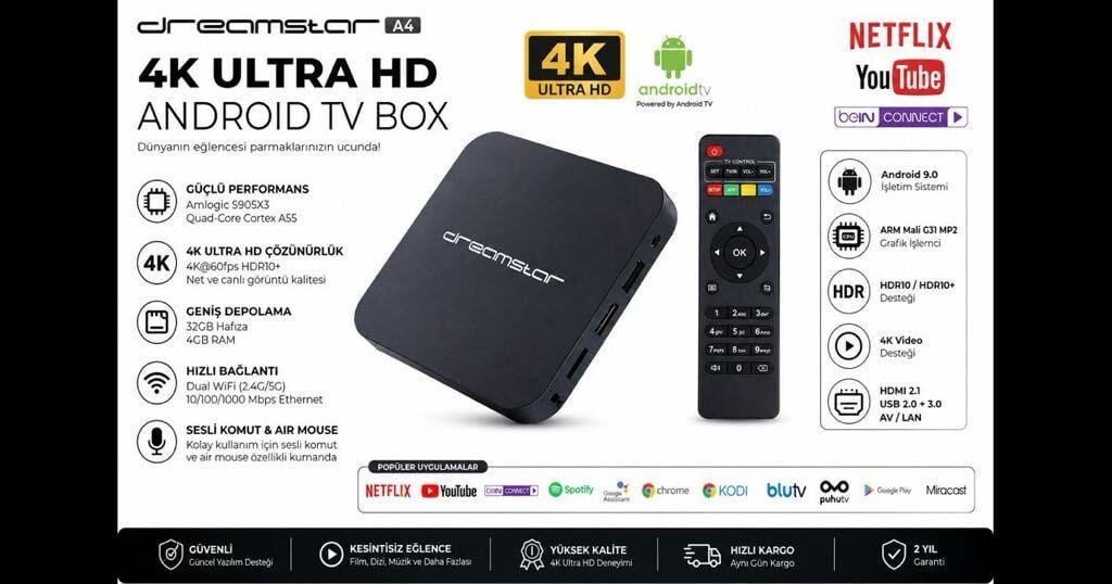 DREAMSTAR 4GB RAM 32GB DHH ANDROİD BOX
