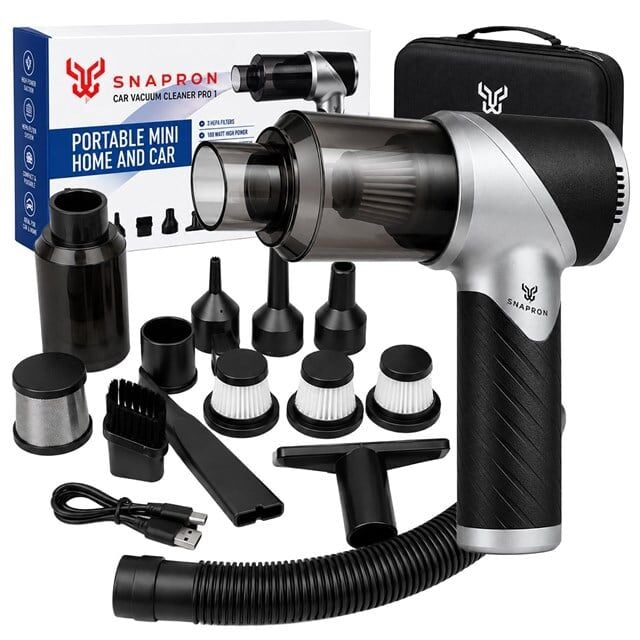 Snapron SNV-3000 Car Vacuum Cleaner Pro 1 Katlanabilir 17.000Pa 100W Şarjlı Araç Ev Süpürgesi