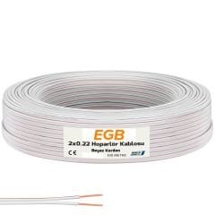 2x0.22 Hoparlör Kablosu Kordon Beyaz 100mt EGB eg-4445
