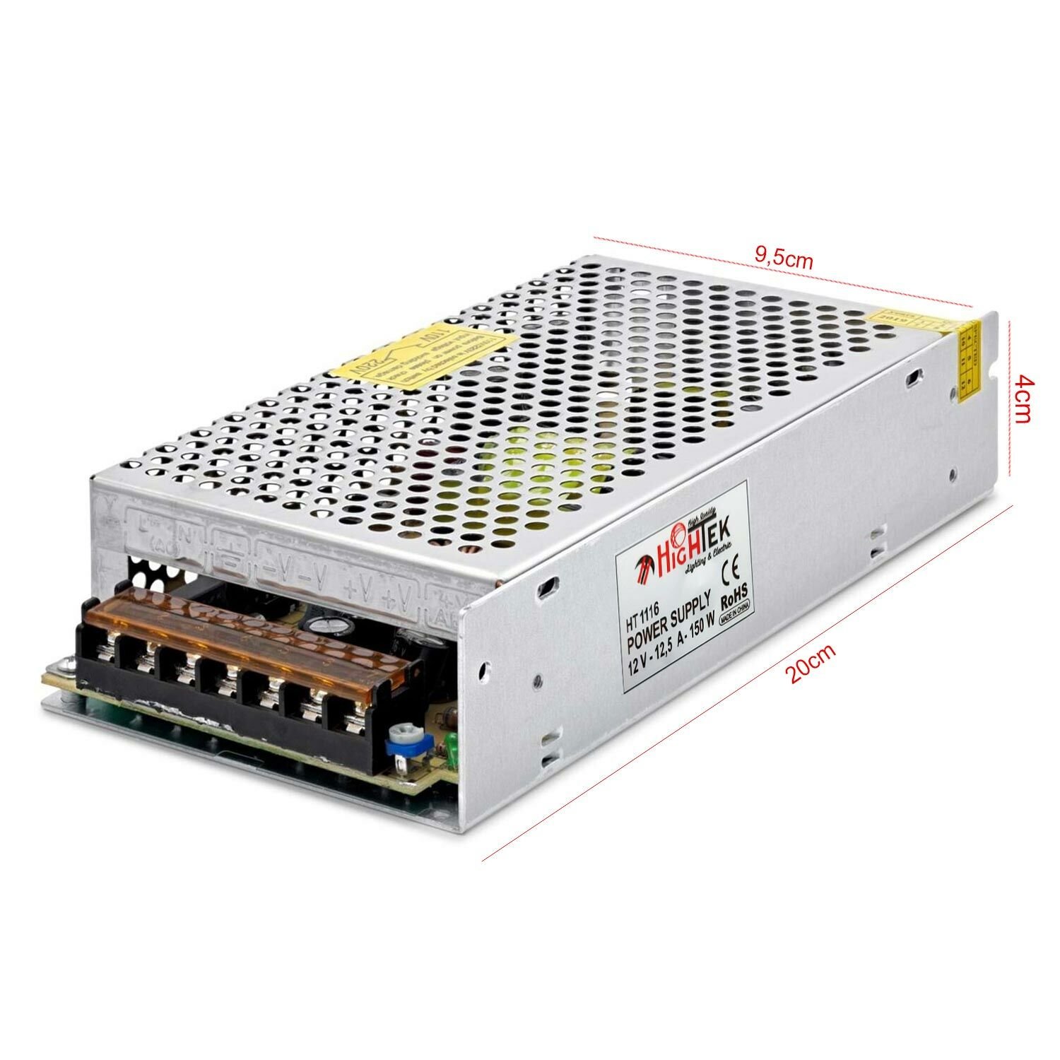 HIGHTEK HT-1116 Metal Kasa Adaptör 12 Volt 12.5 Amper