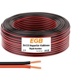 2x1.5 Hoparlör Kablosu Siyah Kordon 100mt EGB eg-9056