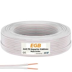 2x0.75 Hoparlör Kablosu Beyaz Kordon 100mt EGB eg-6555