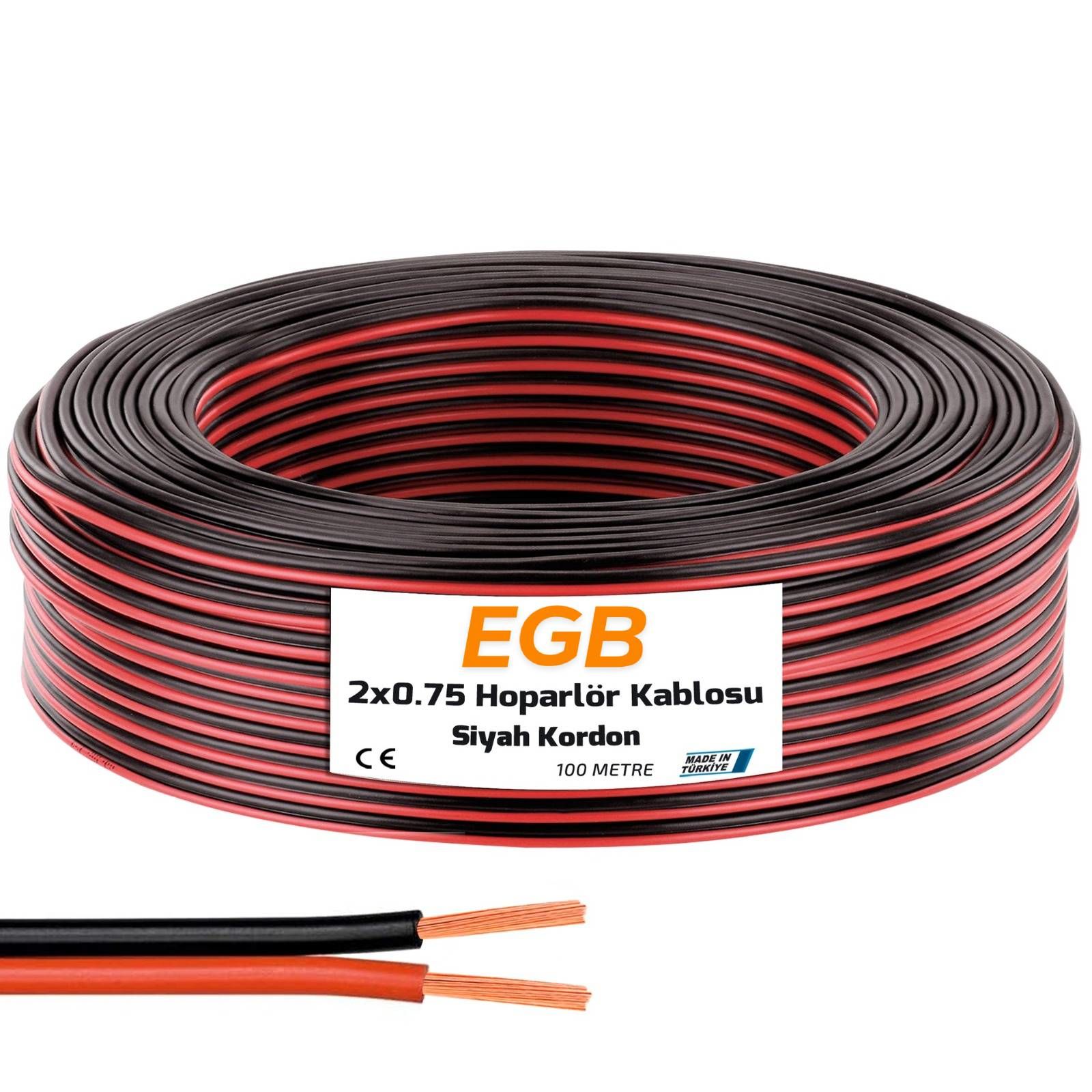 2x0.75 Hoparlör Kablosu Siyah Kordon 100mt EGB eg-8855