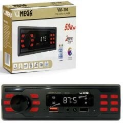 MEGA VM-104 Oto Teyp 4X50 Watt Bluetooth 2xUsb Sd Fm Aux 7 Renk