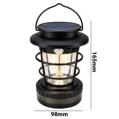 Powermaster HOP-8819 Solar Güneş Panelli Sensörlü Kamp Lambası (Filament + SMD + RGB Şerit)