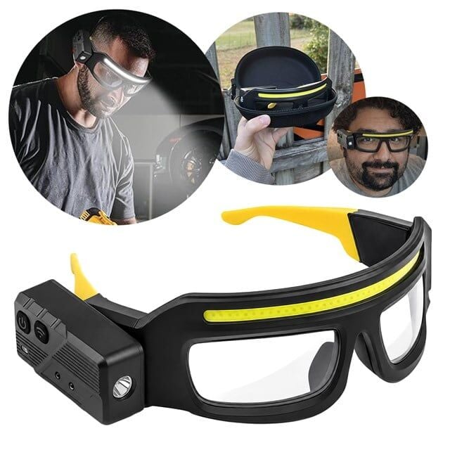 Powermaster PM-37843 İndüksiyonlu Koruyucu Gözlük ve Kafa Lambası Şarjlı Çift LED'li