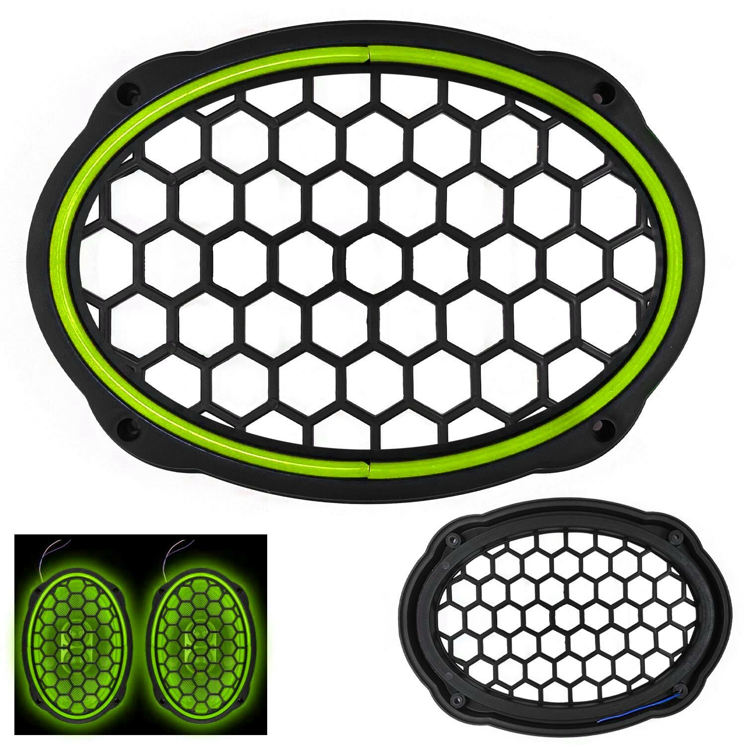 EGB Midrange Kapağı Neon Ledli Oval Açık Yeşil 2 Adet