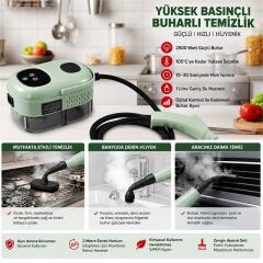 Sunup SN-37875 2500W Yüksek Basınçlı Ayarlanabilir Dijital Buharlı Temizleme Cihazı 1 Litre Su Hazneli