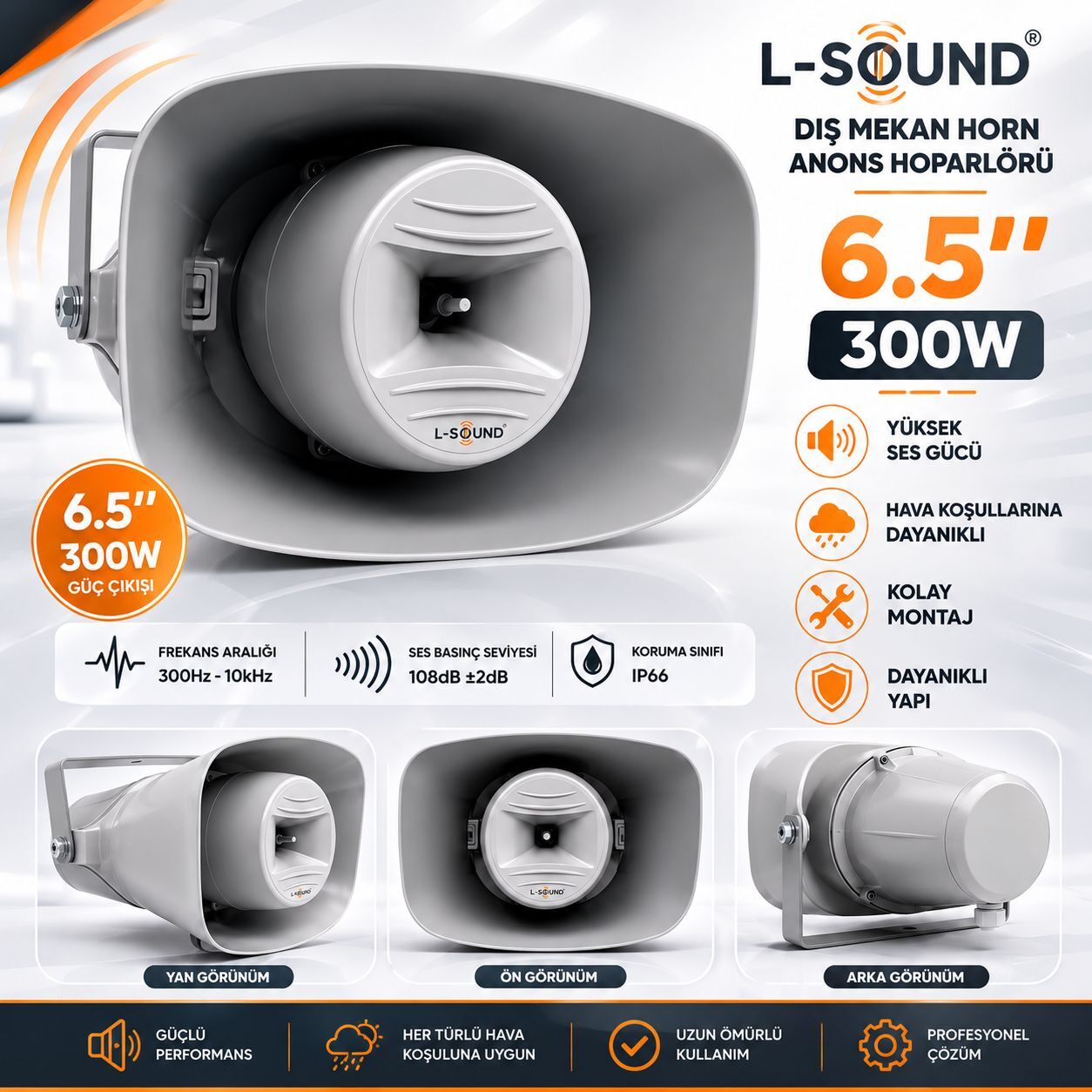 L-SOUND AQUA HOPARLÖR LS16300 6.5'' 300W IP66