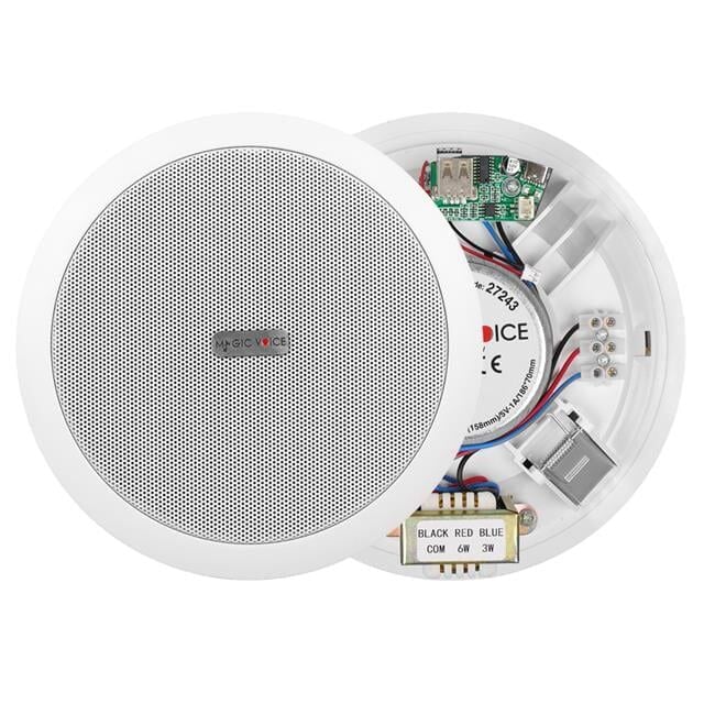 MagicVoice TPI-351 6'' (16 CM) Hat Trafolu Alçıpan/Asma Tavan Tipi Hoparlör (6W RMS - MP3 USB Uyumlu) - Beyaz