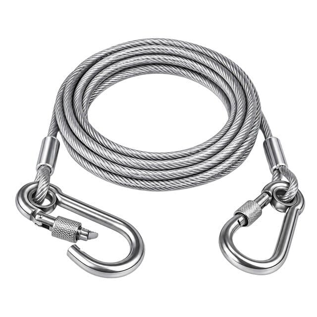 Sunup SN-38107 5 Metre Çelik Köpek Bağlama Halatı Kilitli Karabina PVC Kaplamalı