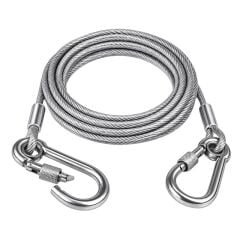 Sunup SN-38107 5 Metre Çelik Köpek Bağlama Halatı Kilitli Karabina PVC Kaplamalı