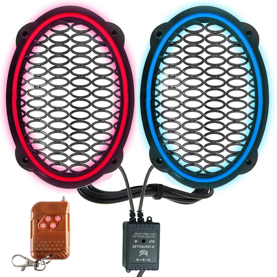 Çakar Ledli Oval Hoparlör Kapak Mavi Kırmızı 2 Adet EGB eg-8844