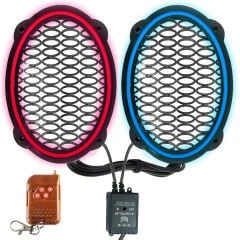Çakar Ledli Oval Hoparlör Kapak Mavi Kırmızı 2 Adet EGB eg-8844