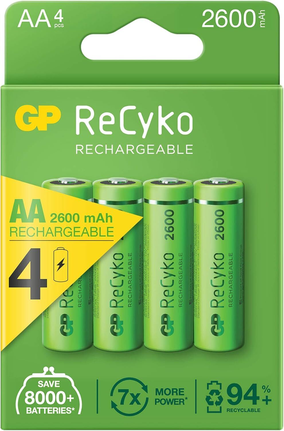 GP RECYKO 2600 MAH AA KALEM 4'LÜ ŞARJLI PİL