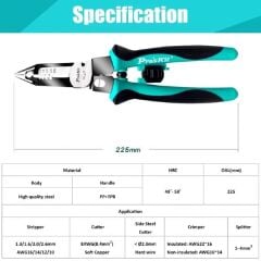 Proskit CP-420 Çok İşlevli Kablo Soyucu, Kesici, Terminal Sıkma Pensesi (B-38)