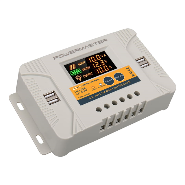 Powermaster PM-10A 12V-24V 10 Amper 4 USB Çıkışlı Dijital Ekranlı Solar Şarj Regülatörü