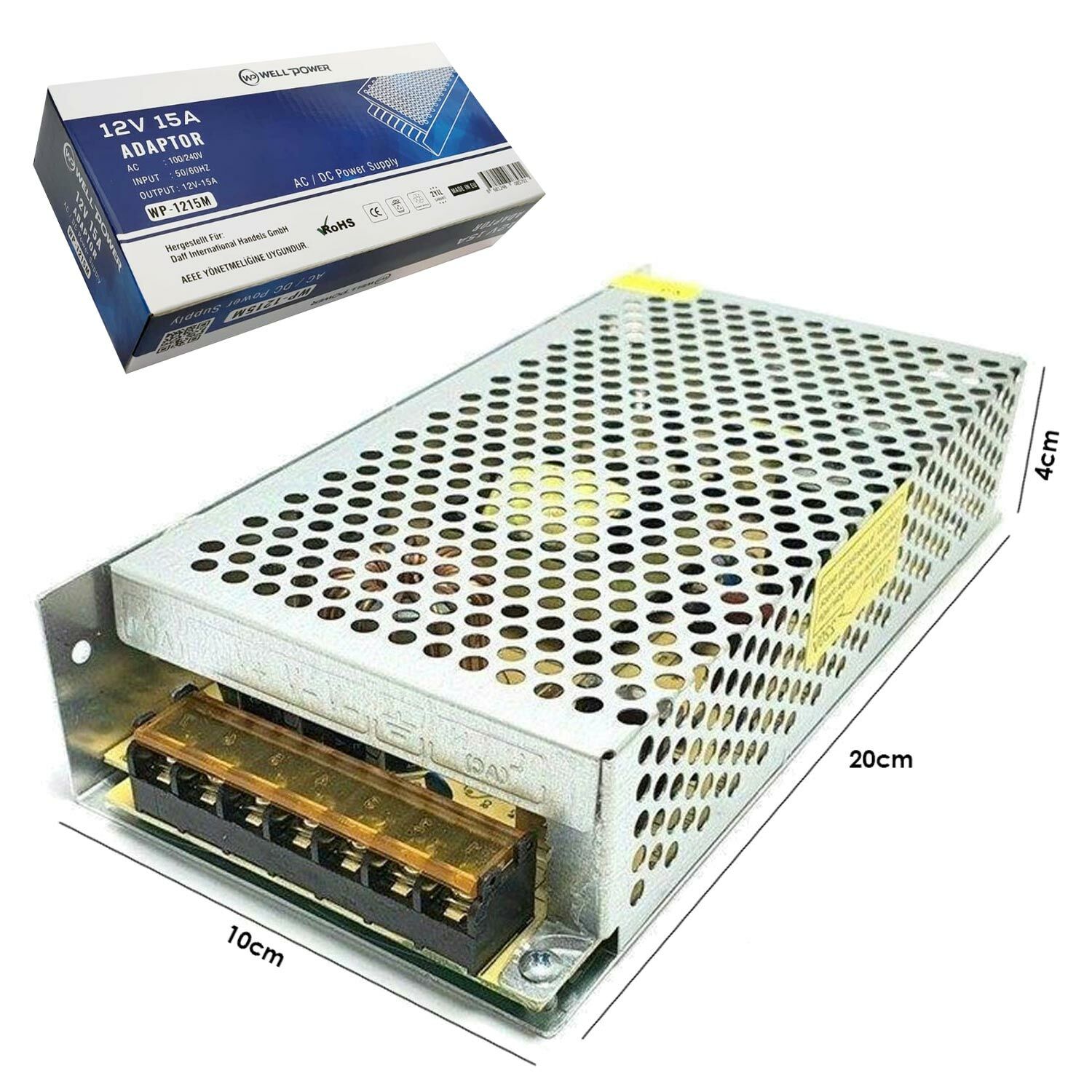 WELLPOWER WP-1215M Metal Kasa Adaptör 12 Volt 15 Amper
